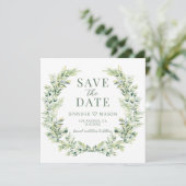 エレガントgreenery写真の招待状を保存 (スタンド正面)