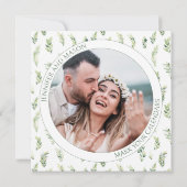 エレガントgreenery写真の招待状を保存 (裏面)