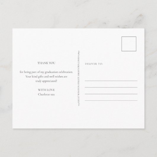 エレガントGreenery写真卒業 ポストカード (裏面)