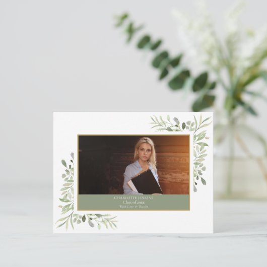 エレガントGreenery写真卒業 ポストカード (スタンド正面)