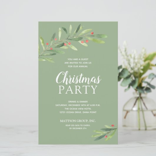 エレガントGreenery Christmas Budget招待状 (スタンド正面)