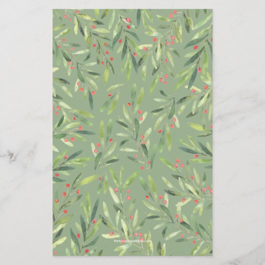 エレガントGreenery Christmas Budget招待状 (裏面)