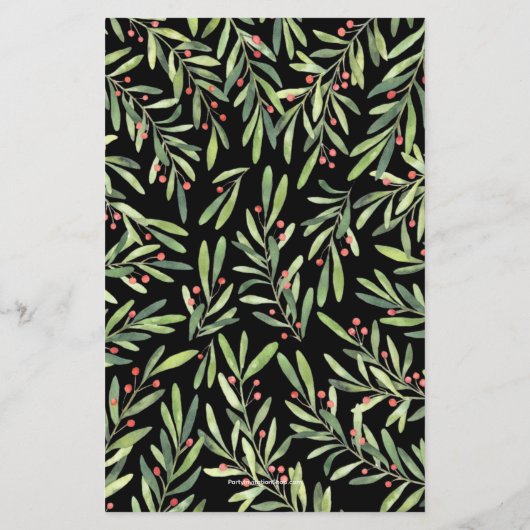 エレガントGreenery Christmas Budget招待状 (裏面)