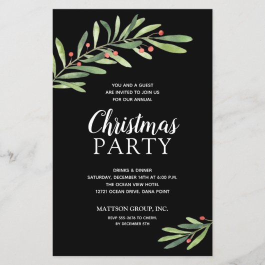 エレガントGreenery Christmas Budget招待状 (正面)