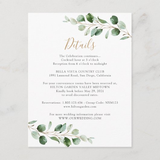 エレガントGreenery Eucalyptus情報詳細 エンクロージャーカード (正面)