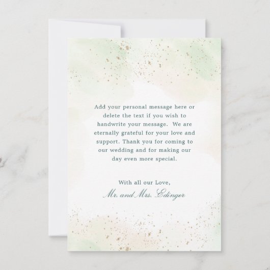 エレガントGreenery Eucalyptus Photo結婚's サンキューカード (裏面)