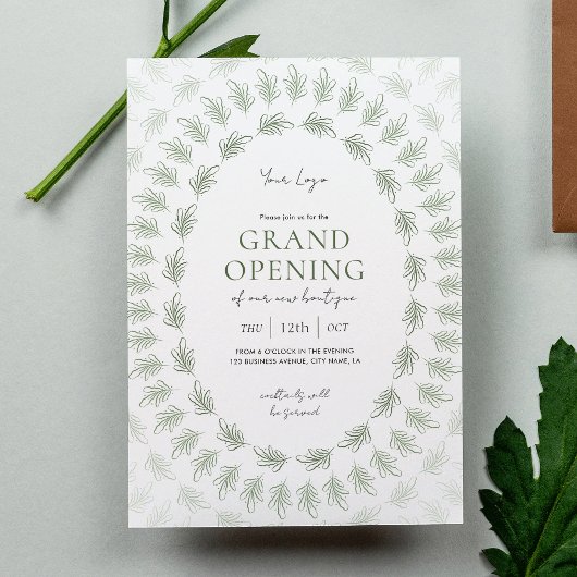 エレガントGreenery Grand Opening Businessロゴ 招待状