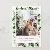 エレガントGreenery Happy Holidays写真 シーズンカード (正面/裏面)