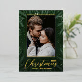 エレガントGreenery Meerry Christmas写真 箔シーズンカード (立ち正面)