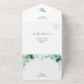 エレガントGreenery Mint金ゴールドの結婚詳細RSVP オールインワン招待状 (外側)