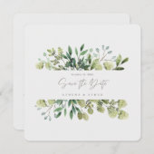 エレガントGreenery Save The Date結婚式招待状 セーブザデート (正面/裏面)
