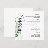 エレガントGreenery Script Roundのフラ結婚ットメニュー メニュー (正面/裏面)