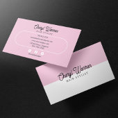 エレガントHairstylistスクリプトホワイト&ピンクミニマル 名刺