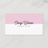 エレガントHairstylistスクリプトホワイト&ピンクミニマル 名刺 (裏面)