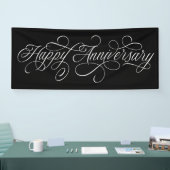 エレガントHappy Anniversaryスクリプト 横断幕 (トレードショー)