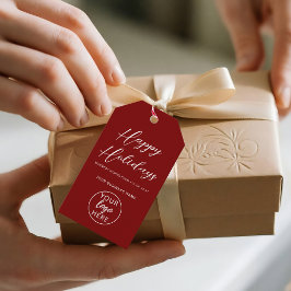 エレガントHappy Holidays Businessロゴのスクリプト ギフトタグ