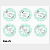 エレガントHappy Mother's Dayフローラフレームステッカー ラウンドシール (シート)