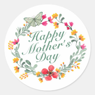 エレガントHappy Mother's Dayフローラリース ラウンドシール