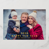 エレガントHappy New Year写真金ゴールド 箔シーズンカード (正面)