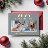 エレガントHappy New Year写真金ゴールド 箔シーズンカード