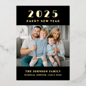 エレガントHappy New Year写真金ゴールド 箔シーズンカード (正面)