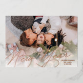 エレガントHappy New Year Scriptバラ金ゴールド 箔シーズンカード (正面)