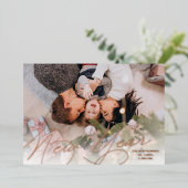 エレガントHappy New Year Scriptバラ金ゴールド 箔シーズンカード (立ち正面)