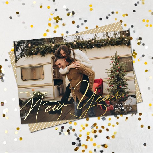 エレガントHappy New Year Script 箔シーズンカード