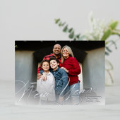 エレガントHappy New Year Script Silver 箔シーズンカード (立ち正面)