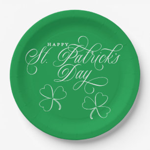 エレガントHappy St. Patricks Dayスクリプトw/シャムロック ペーパープレート