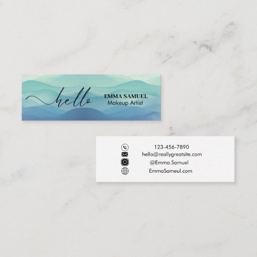 エレガントHelloミニマル Writhal Navy海 スキニー名刺 (正面/裏面)