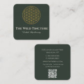 エレガントHerbalフローラのライフラインアートダークグリーン スクエア名刺 (正面/裏面)