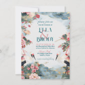 エレガントHeron PeoniesとカスタムPhoto結婚's 招待状 (正面)