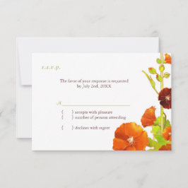 エレガントHollyhock開花結婚式RSVP 出欠カード