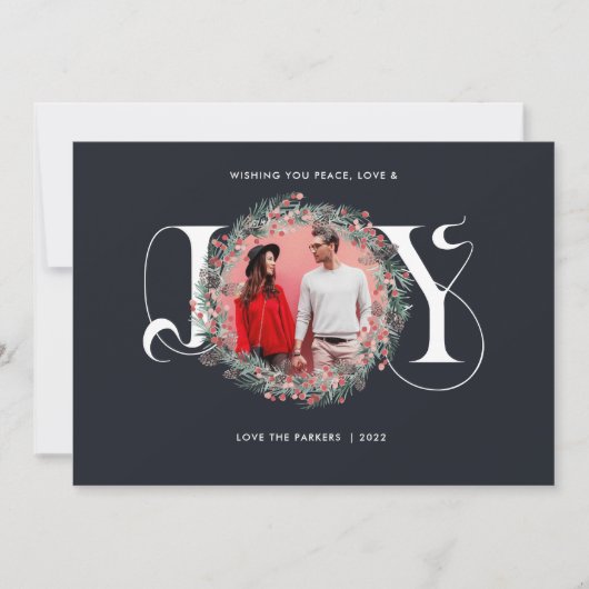 エレガントJOYクリスマスリース葉の果実の写真 シーズンカード (正面)