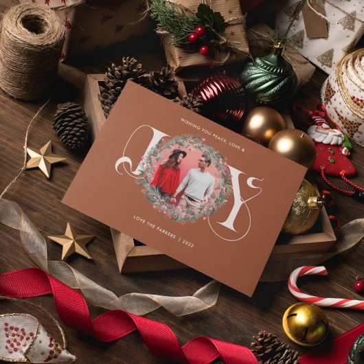 エレガントJOYクリスマスリース葉の果実の写真 シーズンカード