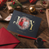 エレガントJOYクリスマスリース葉の果実の写真 箔シーズンカード