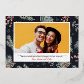 エレガントJOYクリスマスリース葉の果実の写真 箔シーズンカード (裏面)