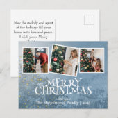 エレガントJoy Christmas Family Photo Collage シーズンポストカード (正面/裏面)