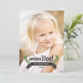 エレガントJoyeux Noel雪素朴片フォトブラック シーズンカード (スタンド正面)