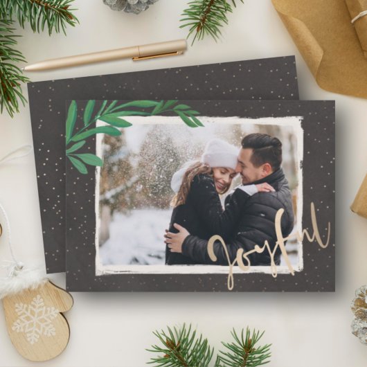 エレガントJoyful on Black Christmas Photo シーズンカード