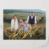 エレガントJoyful Script Christmas写真 箔シーズンカード (正面)