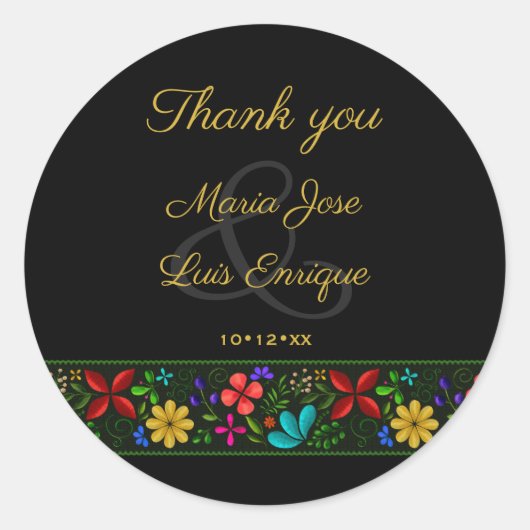 エレガントLatin American Black金ゴールドフローラ ラウンドシール (正面)