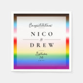 エレガントLGBTQ+プログレスプライド結婚 スタンダードカクテルナプキン (正面)