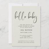 & エレガントLightモダン Sageグリーンハローベビー 招待状 (正面)