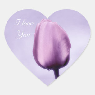 エレガントLight Purple Tulip I Love You ハートシール