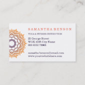 エレガントLotus Flower Mandara Logo Yoga 名刺 (裏面)