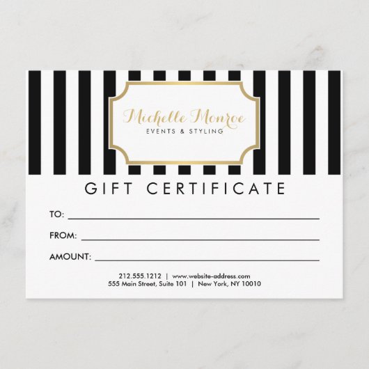 エレガントLuxeはっきりしたストライプGift Certificate (正面)