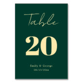 エレガントLuxury Green金ゴールドスクリプモダント結婚ス テーブルナンバー (正面)