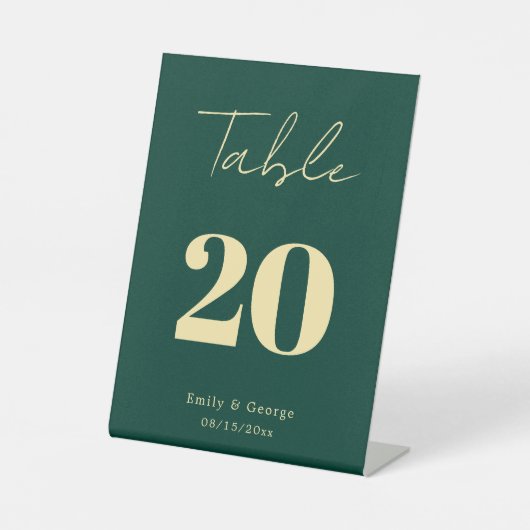 エレガントLuxury Green金ゴールドスクリプモダント結婚ス 台座サイン (正面)